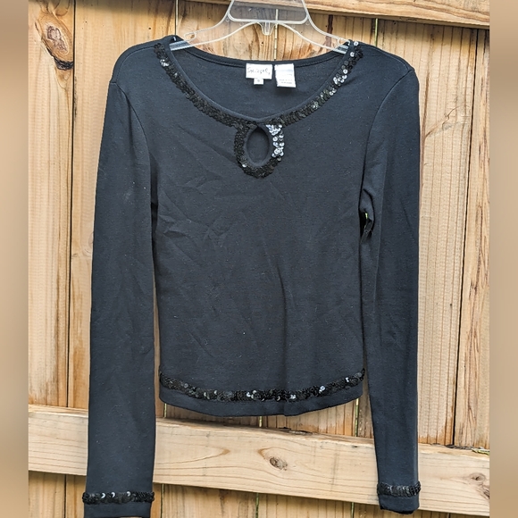 Y2k Black Long Sleeve Vintage Spiegel Top - Picture 1 of 3